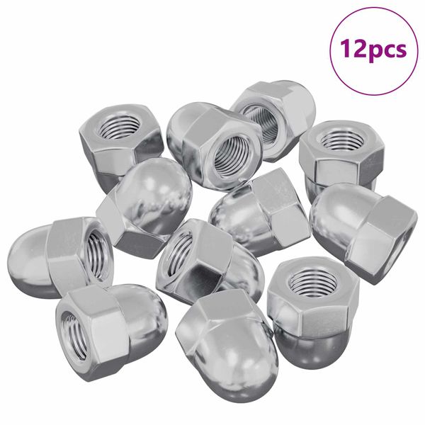 vidaXL Matica 12 pcs Strieborná M6 x 10 mm Železo