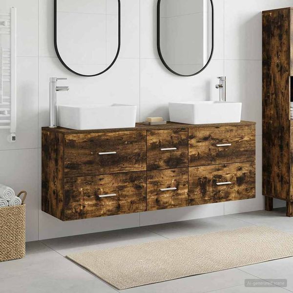vidaXL Set kabinetov do kúpeľne 3 ks Dymový dub 53 x 34,5 x 63 cm