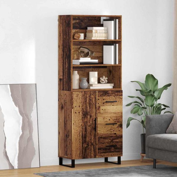 vidaXL Highboard so zásuvkou 2 pcs Staré drevo Kompozitné drevo