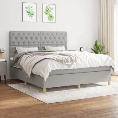 vidaXL Boxspring posteľ s matracom svetlosivá 100x200 cm látka