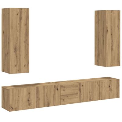 VidaXL 5 dielna súprava nástennej TV skrinky Artisan Oak