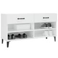 vidaXL Botník lesklý biely 102x35x55 cm spracované drevo