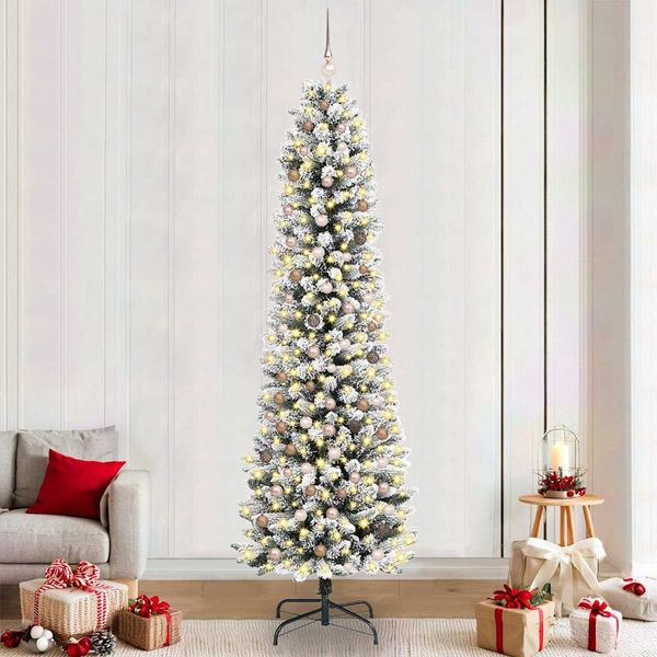 vidaXL Umelý vianočný stromček Biela 240 cm PVC, kov a plast