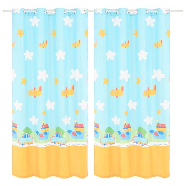 vidaXL Detské zatemňovacie závesy s potlačou 2 ks 140x240 cm lietadlá a oblaky