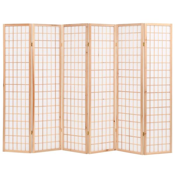 vidaXL Skladací paraván so 6 panelmi,japonský štýl 240x170cm, prírodný
