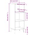 vidaXL Komoda biela 34,5x32,5x90 cm kompozitné drevo