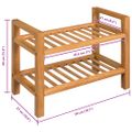 vidaXL Regál na topánky s 2 policami 50x27x40 cm, dubový masív