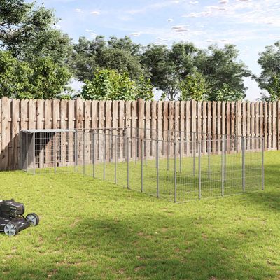 vidaXL Koterec pre psy strieborný 13,31 m² oceľ