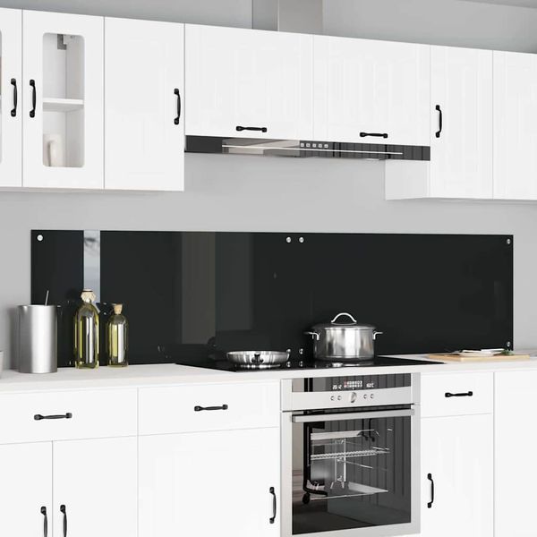 vidaXL Kuchynský obklad 2 pcs Čierna 110 x 50 cm tvrdené sklo