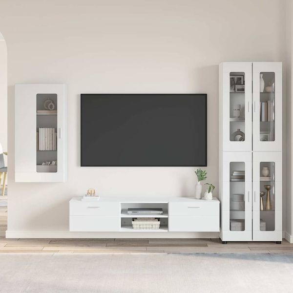 vidaXL Zostava TV skriniek FLORIN 3 pcs Biela Kompozitné drevo