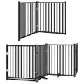 vidaXL Brána pre psa dvere sklad. 8-panel. čierna 640cm topoľové drevo