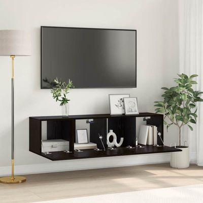 vidaXL Zostava TV skriniek Nástenný 2 pcs Čierna 60 x 30 x 30 cm