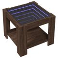 vidaXL Konferenčný stolík s LED hnedý dub 53x53x45 cm kompozit. drevo