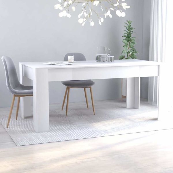 vidaXL Jedálenský stôl, biely 180x90x76 cm, drevotrieska