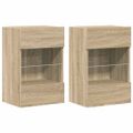 vidaXL Nástenné skrinky s LED osvetlením pre TV 2 ks dub sonoma 40x30x60,5cm