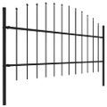 vidaXL Záhradný plot s vrchnou časťou z ocele 671x100 cm čierny
