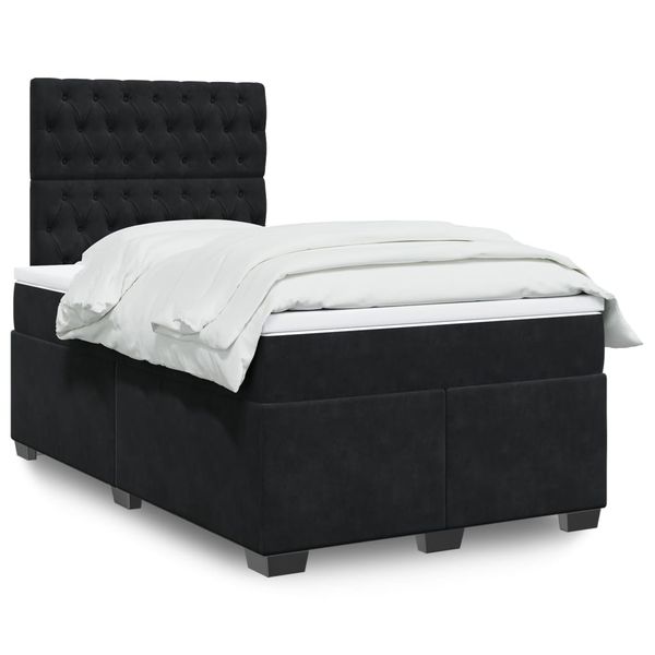 vidaXL Posteľný rám boxspring s matracom čierny 120x200 cm zamat