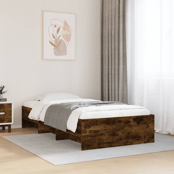 vidaXL Posteľný rám bez matraca dymový dub 90x200 cm kompozitné drevo