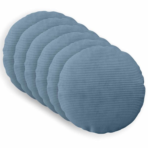 vidaXL Poťah na podložku 6 pcs HEERLEN Modrá Ø 60 cm manšestr