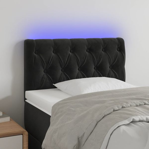 vidaXL Čelo postele s LED čierne 80x7x78/88 cm zamat