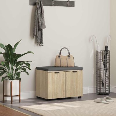 vidaXL Predsieňová lavica s vankúšom Sonoma dub 60 x 38 x 46 cm