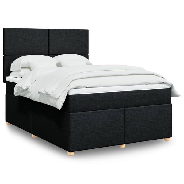vidaXL Posteľný rám boxspring s matracom čierny 140x200 cm látka