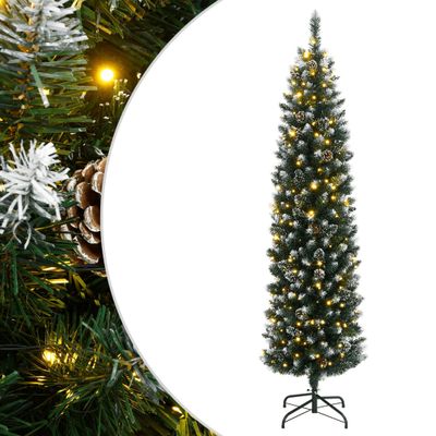 vidaXL Umelý úzky vianočný stromček s 300 LED 240 cm