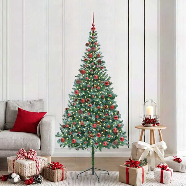 vidaXL Umelý vianočný stromček s 300 LED-i Zelená 210 cm PVC a oceľ