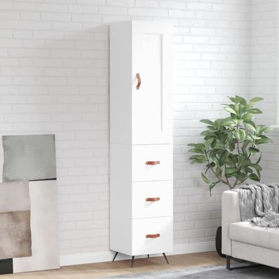 vidaXL Vysoká skrinka biela 34,5x34x180 cm spracované drevo
