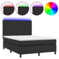 vidaXL Boxspring posteľ s matracom a LED čierna 140x200 cm umelá koža