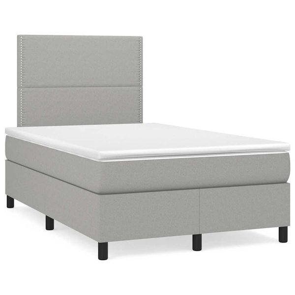 vidaXL Boxspring posteľ s matracom a LED, svetlosivá 120x190 cm, látka