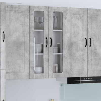 vidaXL Nástenný sklenený kabinet LUCCA Betónovo sivá 60 x 31 x 100 cm