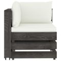 vidaXL 4-dielna sedacia súprava s podložkami, sivá, impregnované drevo