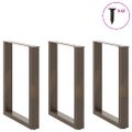 vidaXL Nohy k jedálenskému stolu v tvare U, 3 ks, prírodná oceľ, 70 x (72-73) cm, oceľ