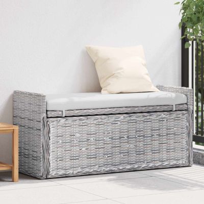vidaXL Úložná lavička s vankúšom Biely umývať 110 x 40 x 50 cm Ratan