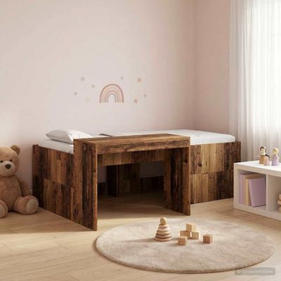vidaXL Detská vysoká posteľ s pultom Staré drevo 75 x 190 cm