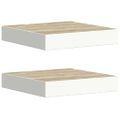 vidaXL Plávajúce nástenné police 2 ks dub a biele 23x23,5x3,8 cm MDF