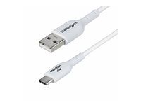 StarTech 3ft (1m) White USB-A to USB-C Charging Cable/Cord, M/M - USB kábel - USB (samec) do USB-C (samec) - USB 2.0 - 3 A - 1 m - neobsahuje halogén, pasívny, nabíjanie a synchronizácia, USB Fast Charge (15W) - biela