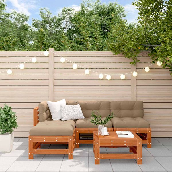 vidaXL Záhradný lounge set 5 pcs Vosková Hnedá Masívna borovica