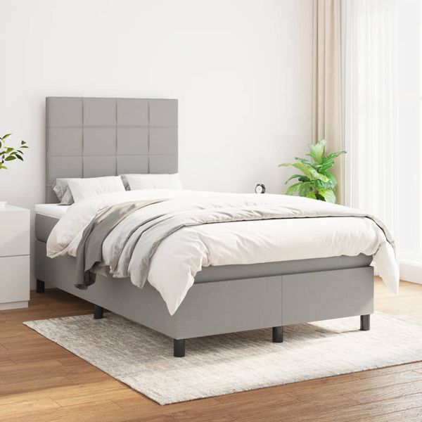 vidaXL Boxspring posteľ s matracom bledosivá 120x200 cm látka