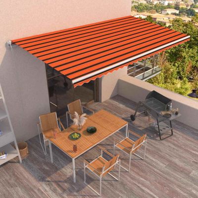 vidaXL Automatická zaťahovacia markíza 600x300 cm oranžová a hnedá