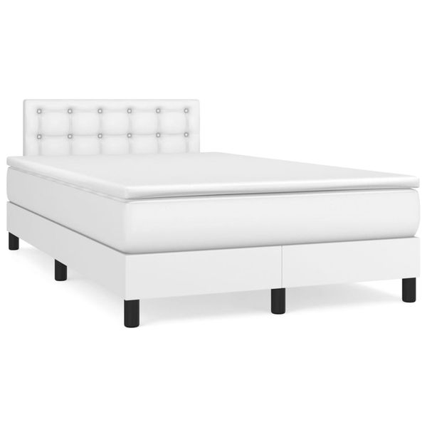 vidaXL Boxspring posteľ s matracom, biela 120x190 cm, umelá koža