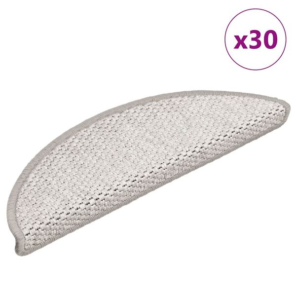vidaXL Schodové rohože samolepiace sisalové 30 ks 56x17x3 cm platinové