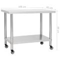 vidaXL Kuchynský pracovný stôl s kolieskami 100x45x85 cm nerezový