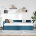 vidaXL Rohový rám postele s čelnou doskou Modrá 100 cm x 200 cm Zamat