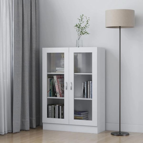 vidaXL Vitrína, biela 82,5x30,5x115 cm, kompozitné drevo