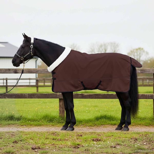 vidaXL Plášť pre kone Plná tmavohnedá 145 cm Polárna fleece
