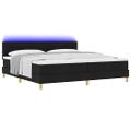 vidaXL LED box s pružinami s LED pásikmi Čierny 200 x 200 cm látka
