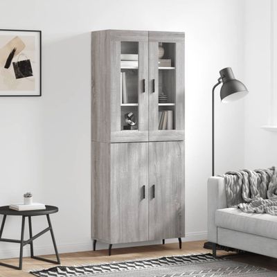 vidaXL Vysoká skrinka sivý dub sonoma 69,5x34x180 cm spracované drevo