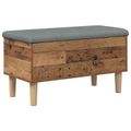 vidaXL Úložná lavička s vankúšom Staré drevo 82 x 42 x 46 cm